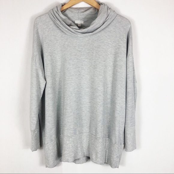 Garnet Hill Cowl Neck Pull Over Tunic | Heather Gray | Size Large - Picture 2 of 10